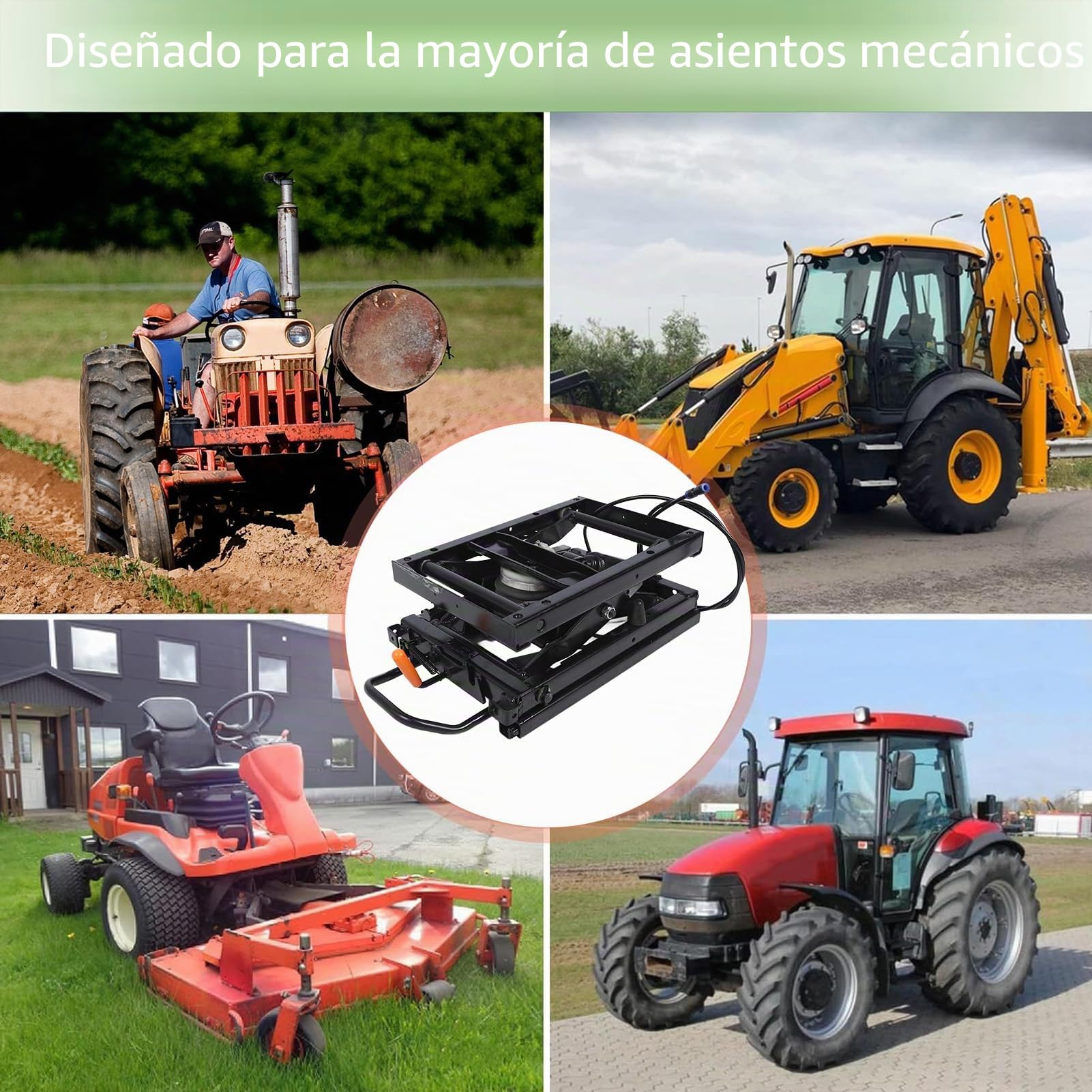 Kit universal de suspensión de asiento con pista deslizante para tractor, camión, RV, vehículo comercial, maquinaria agrícola, absorción de impactos y ajustable
