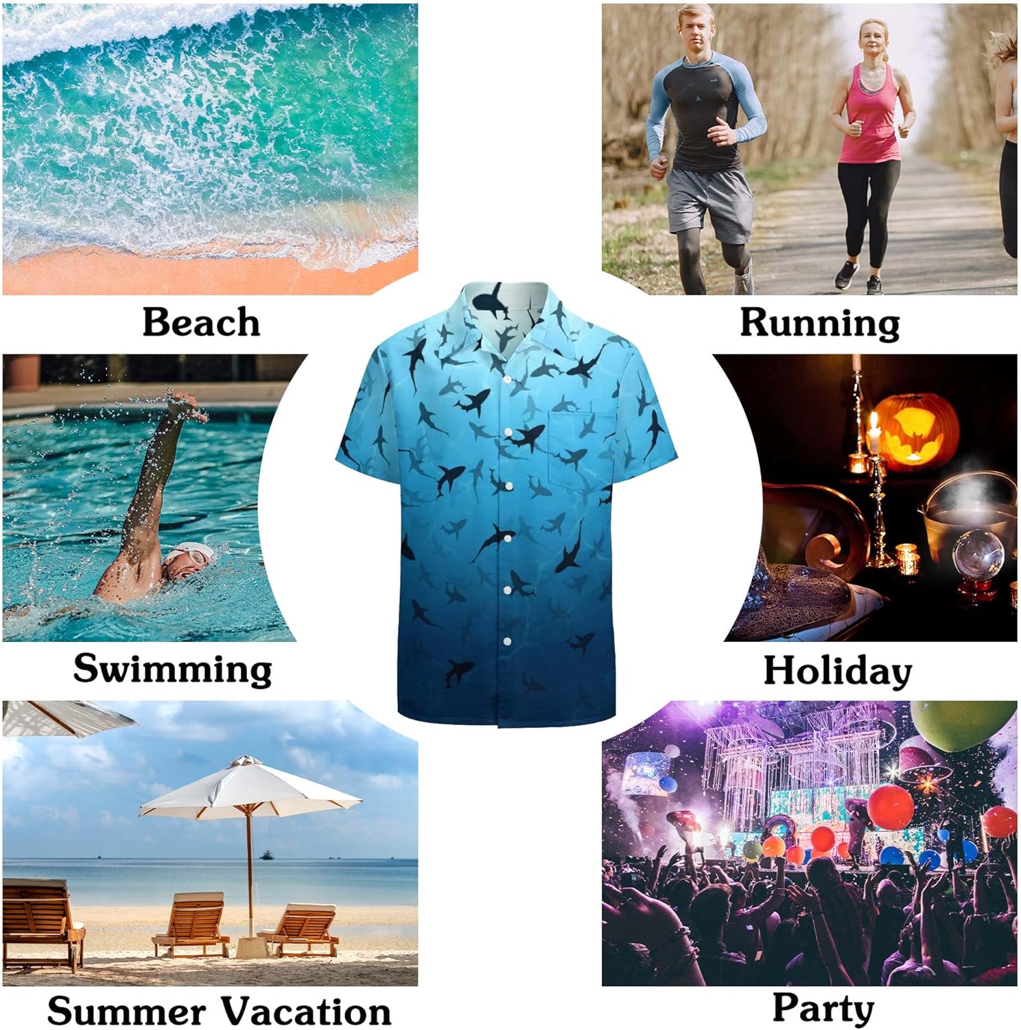 Mens Hawaiian Shirt Casual Button Down Shirts Party Shirt Short Sleeve Button Up Shirt - Image 5