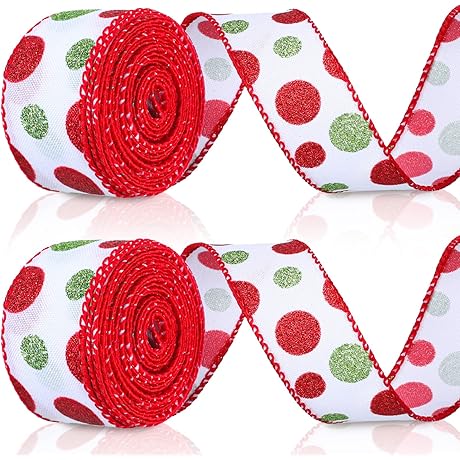 Tatuo Polka Dot Christmas Wired Ribbon