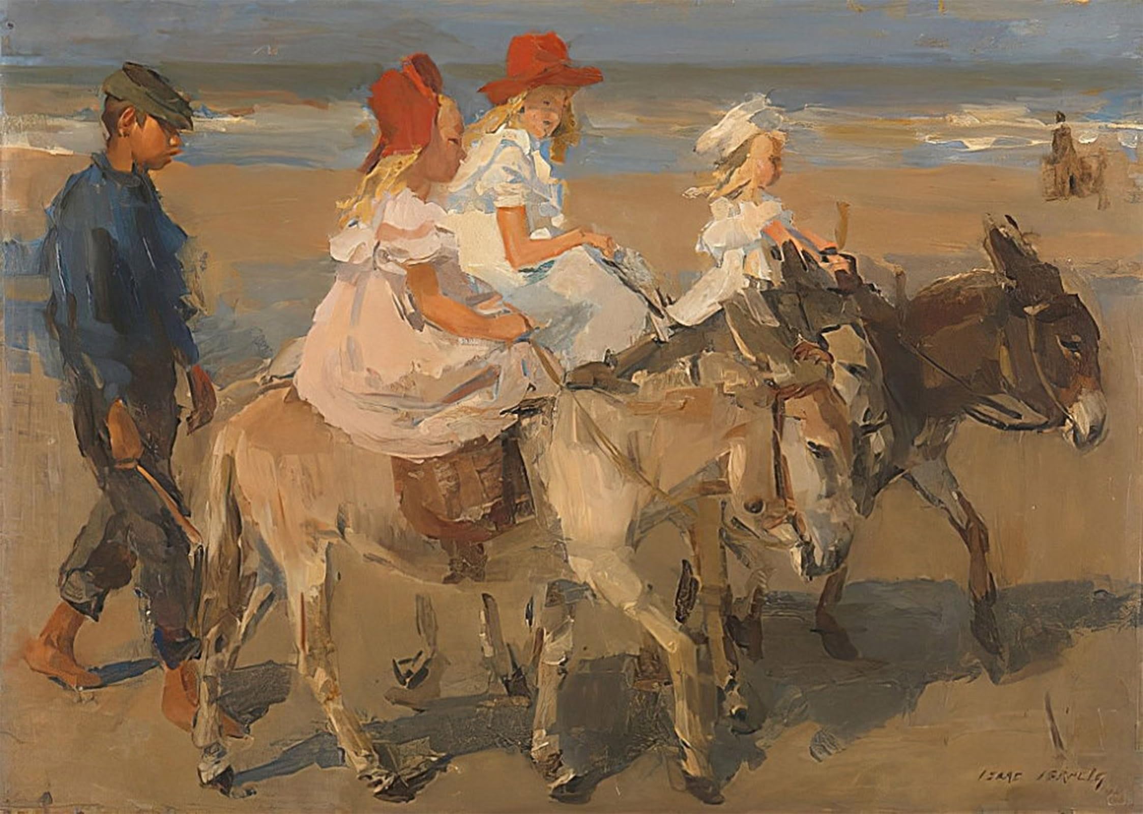 ARTXLXXBN Famous Prints Artwork Pictures Poster Painting Art Eselreiten Am Strand by Isaac Israels Artwork Landscape Pictures for Home Decor 60x90cm
