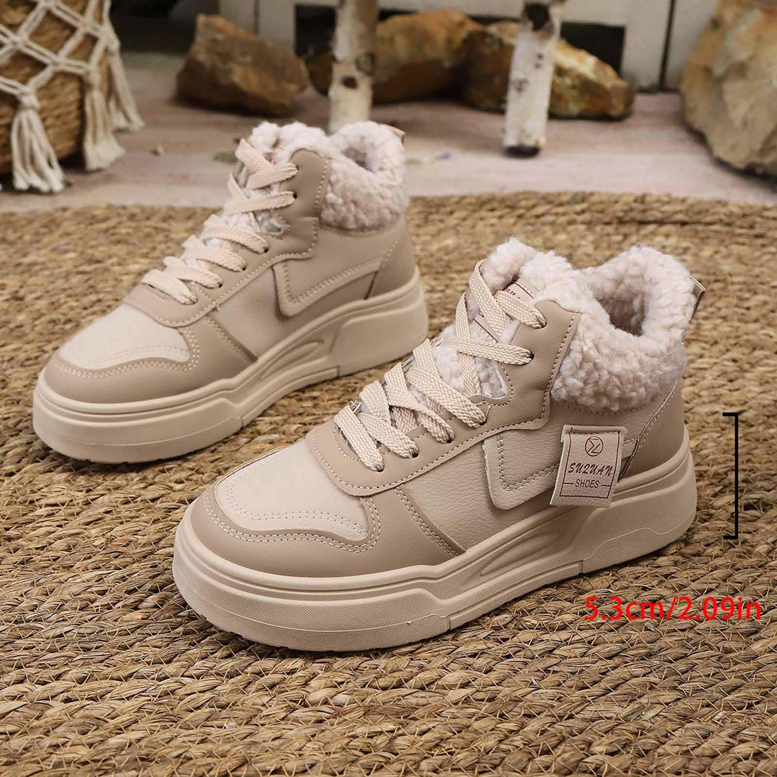 Bottes de Neige Femme Fourrées Bottes Femme Hiver Chaudes Antidérapantes Basket Montante Plateforme Bottine Botte de Neige Confort Chaussure Hiver Imperméable Snow Boots Bottines Chaussures Randonnée