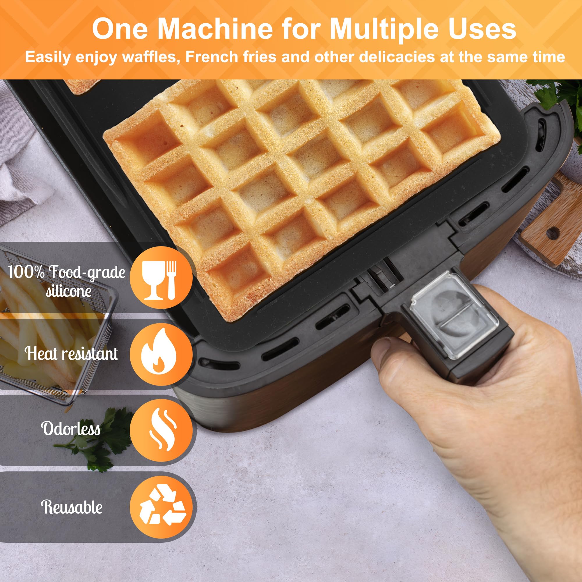 2 inserti per waffle in silicone, compatibili con Ninja AF300EU, AF400EU, AF451EU, SL400EU e AF500DE, friggitrice ad aria calda, riutilizzabile