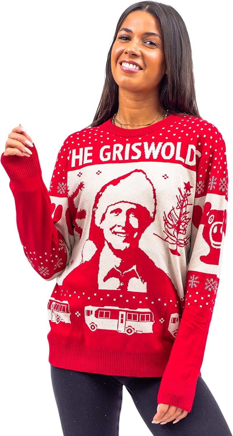 Christmas Vacation The Griswolds Threshold of Hell Clark Santa Hat Ugly Christmas Sweater Multicolored