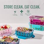 Ello Duraglass Glass Food Storage Meal Prep Containers, Bowls with Silicone Sleeve and Airtight Durable Tritan Lids, 10 Piece 5 Pack, Evening Orchard, 3.4 Cups