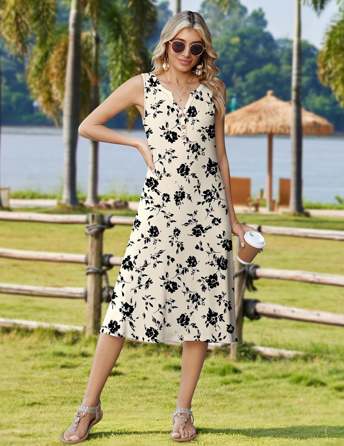 Zeagoo Summer Dress for Women 2026 Sleeveless Tank Midi Dress Vacation Beach Sundress Aline Boho Clothing - Image 5