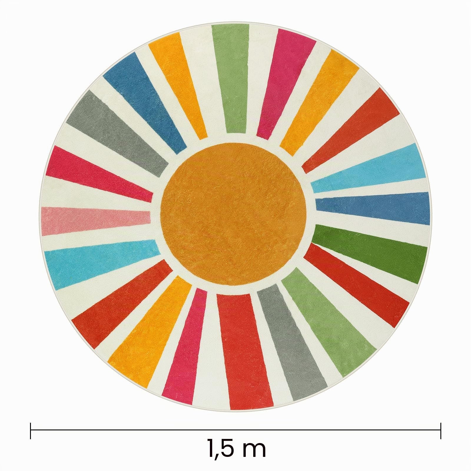 STARUIA Boho-Teppich, waschbar, 152 cm, runder Teppich für Schlafzimmer, Regenbogen-Kreis, Kinderteppiche für Büro, rutschfester Kreis-Teppich, weiche Sonnenschein-Teppiche für Schlafsaal