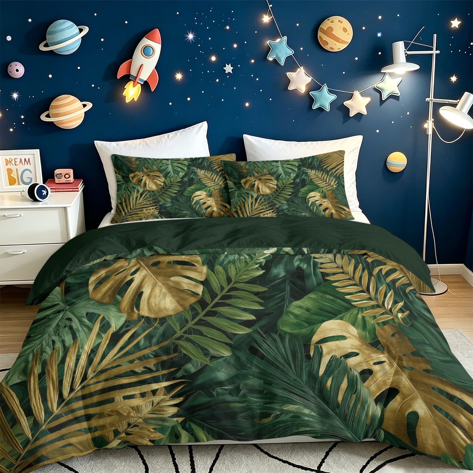 Biancheria da letto moderna e leggera, di lusso, 180 x 200 cm, reversibile, in microfibra, con chiusura lampo e 2 federe da 80 x 80 cm
