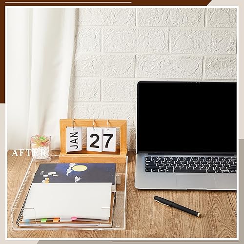 Miniatura 7 de Lincia 2 bandejas de acrílico apilables de 12.6 x 10.2 x 2.1 pulgadas, transparente