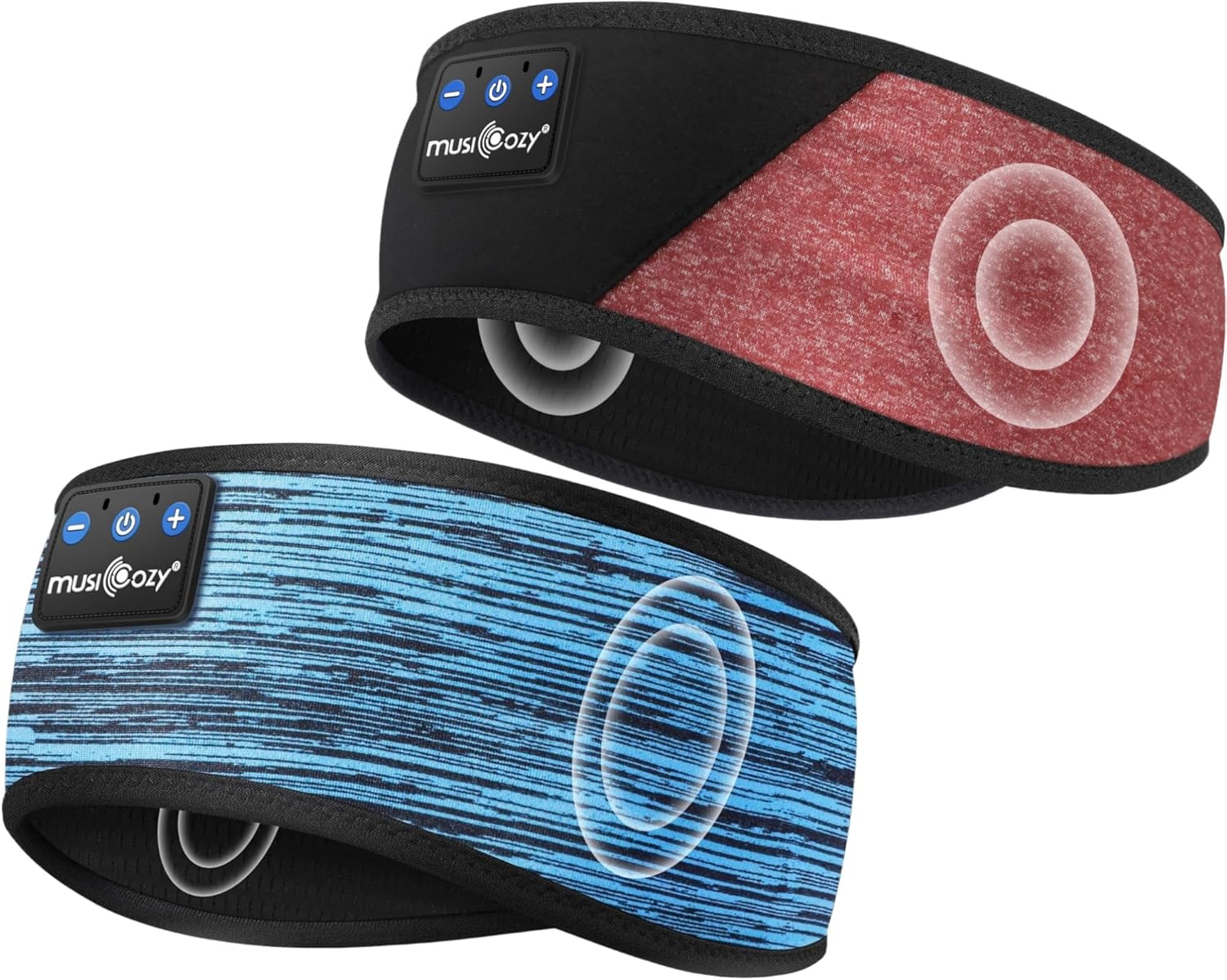 MUSICOZY Sleep Headphones Bluetooth Headband, Sleep Mask with Bluetooth Sleep Headphones, Sports Sleeping Headphones Sleep Earbuds with Ultra-Thin HD Stereo Speakers for Travel Workout, 2 Packs