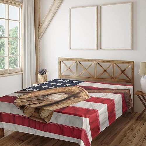 Miniatura 9 de Ambesonne Sábana encimera de hockey, foto de una arena deportiva llena de personas fanáticos del torneo de audiencia, juego de campeonato de torneo,