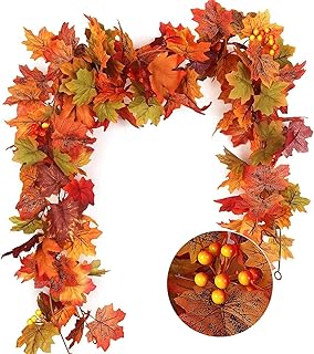 RECUTMS 2 Pcs Artificial Autumn Maple Leaves Garland 5.7Ft/Pieces Fall Garland Hanging Vine Garland Vines Hanging Plants Colorful Fall Decor for Home Christmas Garland Wedding Party