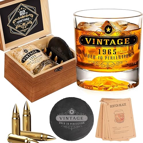 Oaksea Regalos de 40 cumpleaños para hombres y padres, juego de vasos de whisky vintage de 1984, decoraciones de jubilación de cumpleaños de 40
