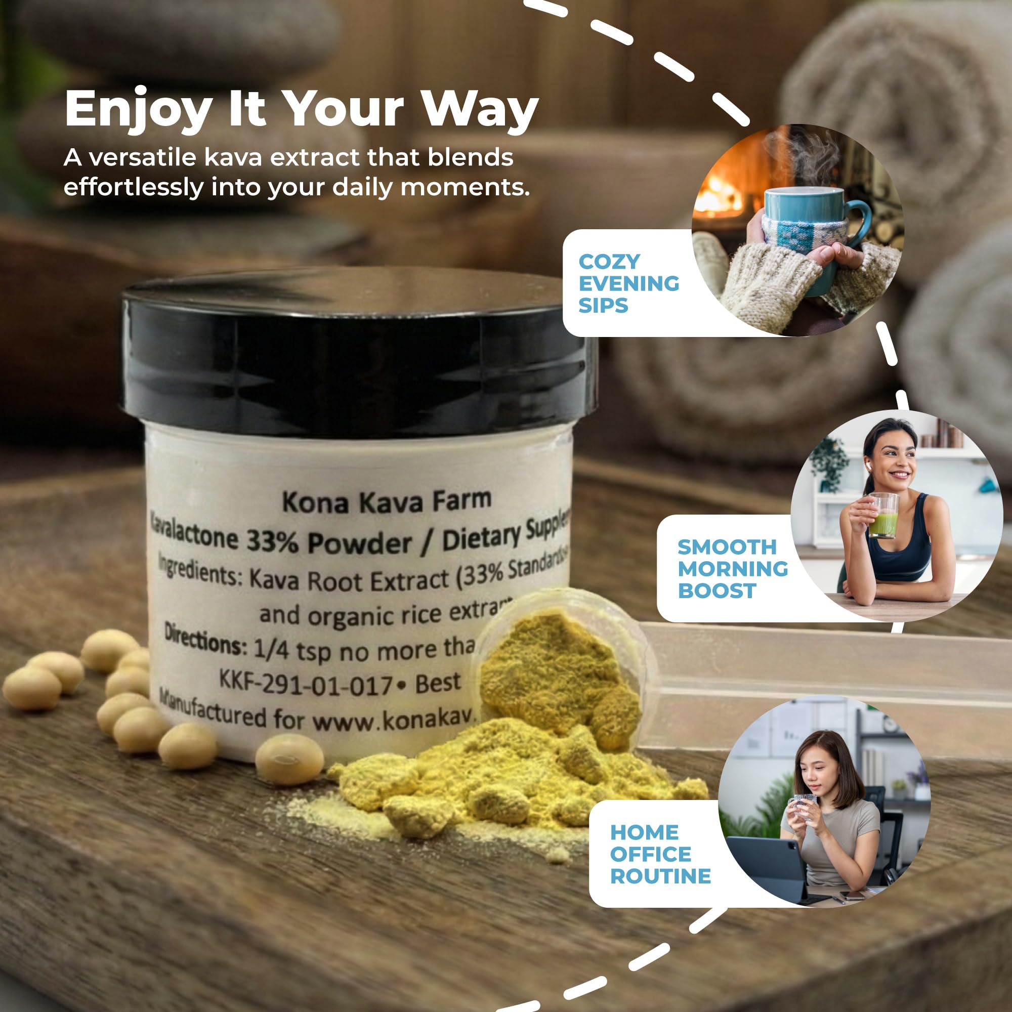 33% Kavalactone Extract Powder (0.5 oz) - Ultra-Potent Noble Kava Root - Supercritical CO2 Cold Extraction - Fast-Acting Liquid-Free Formula - Vegan, Non-GMO & Easy to Mix — Amazon image 6