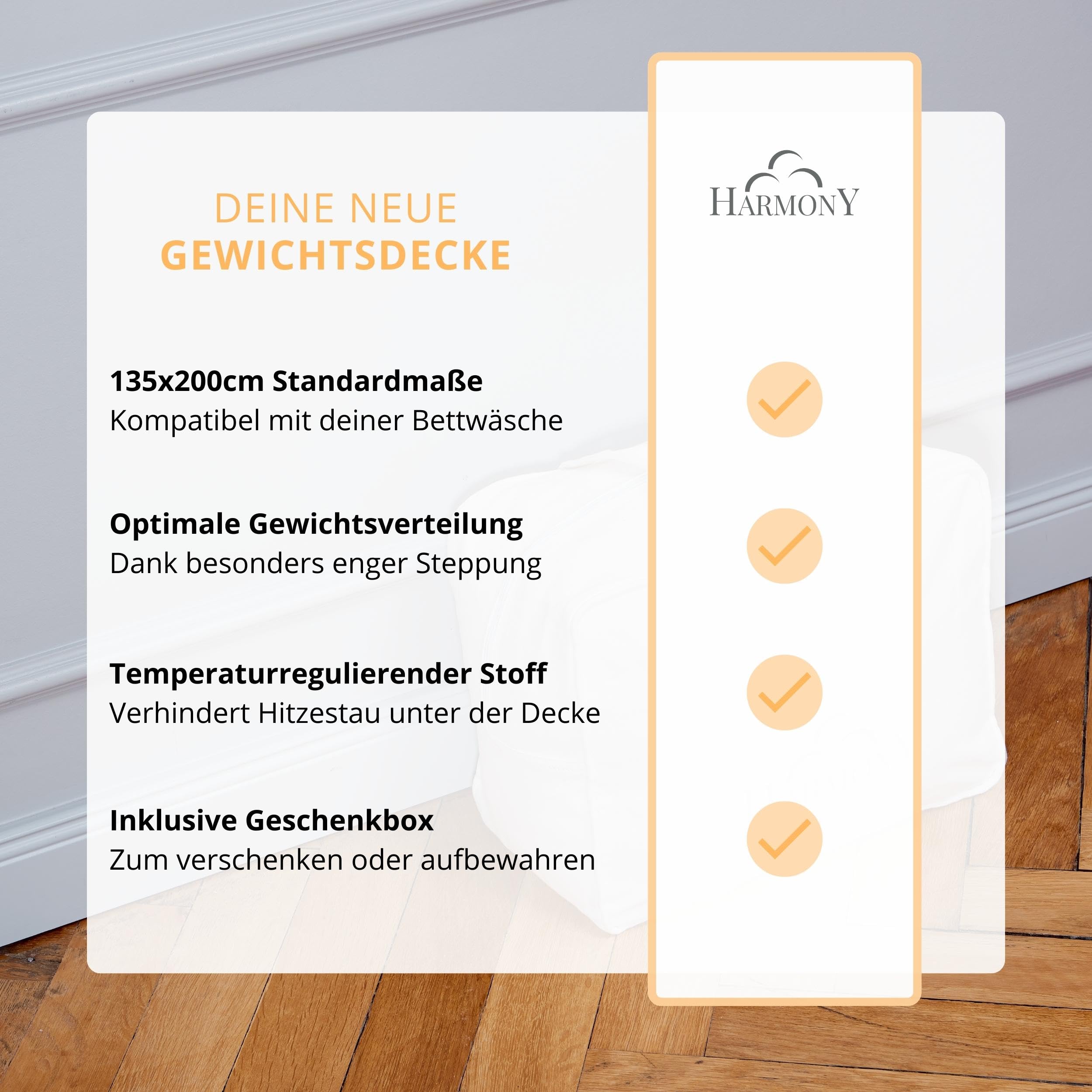 HARMONY® Koc obciążeniowy, koc terapeutyczny dla lepszego snu, zaburzenia snu, ciężka kołdra, pomoc w zasypianiu (9)