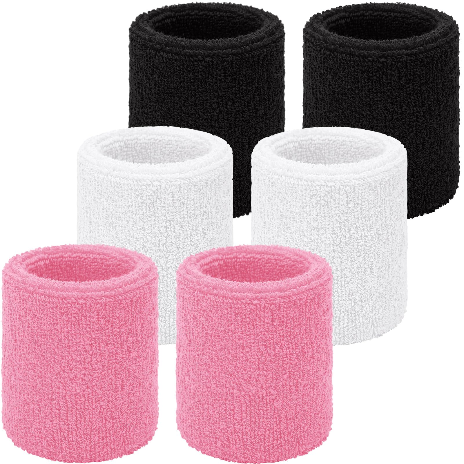 Willbond Wrist Sweatbands, Sports Sweatbands for Competition, Sweat Absorbent, for Basketball, Tennis, Football, Running and Work (Pack of 6)