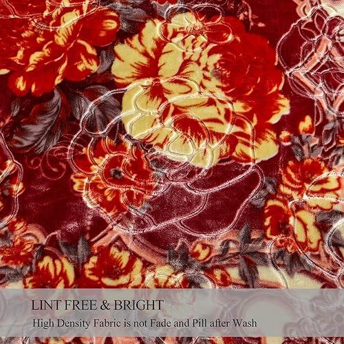 Miniatura 5 de JYK Manta de forro polar de visón, tamaño Queen, 8 libras, 2 capas, reversible, suave, cálida, estilo coreano, para otoño e invierno (flor