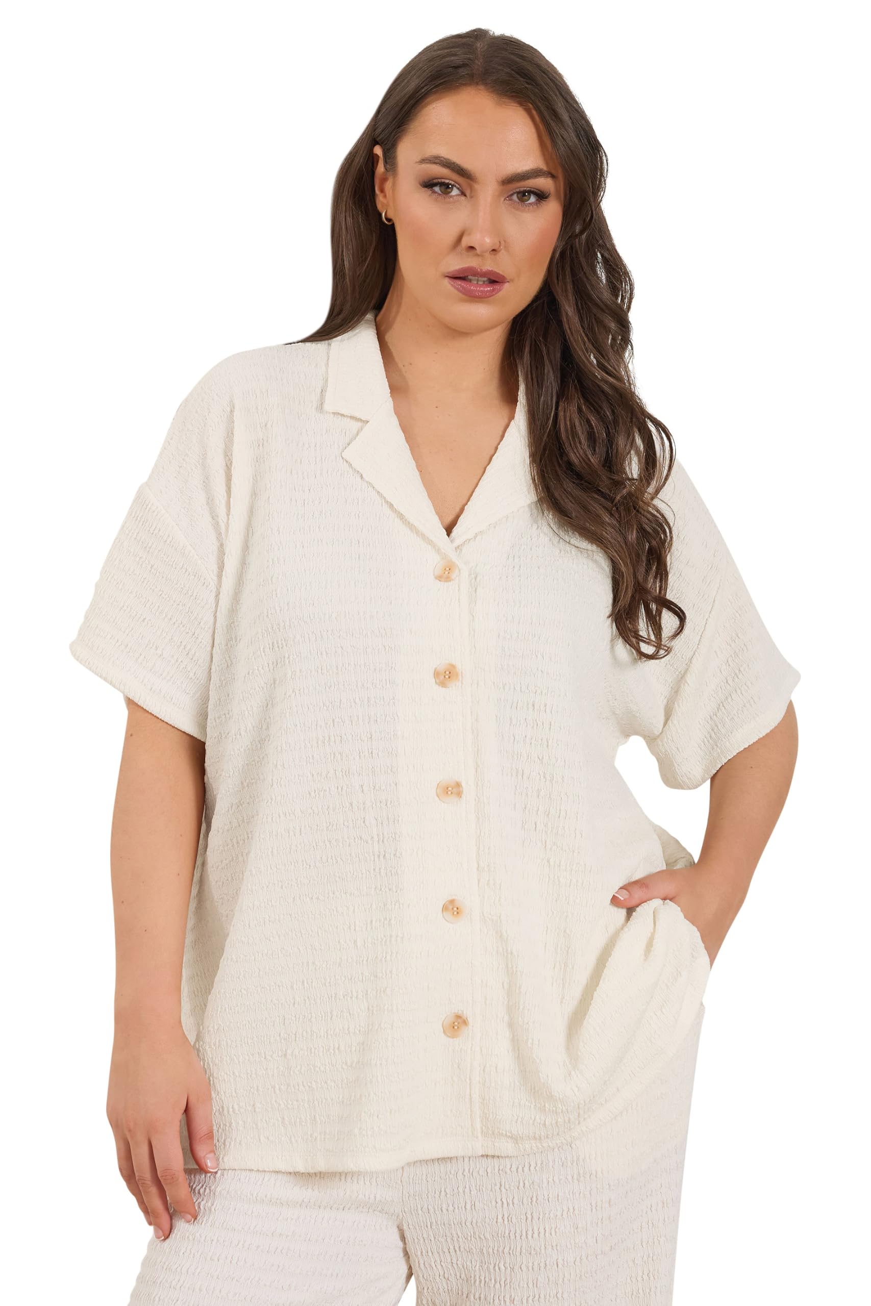 Yours Curve Textured Shirt - Women's - Plus Size Curve