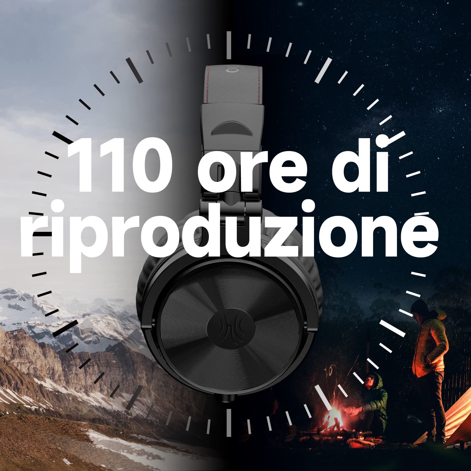 OneOdio - Cuffie Bluetooth, 80 ore di lettura, cuffie stereo Hi-Fi da 50 mm, con microfono integrato CVC 8.0, cuffie audio senza fili, comode per smartphone e PC