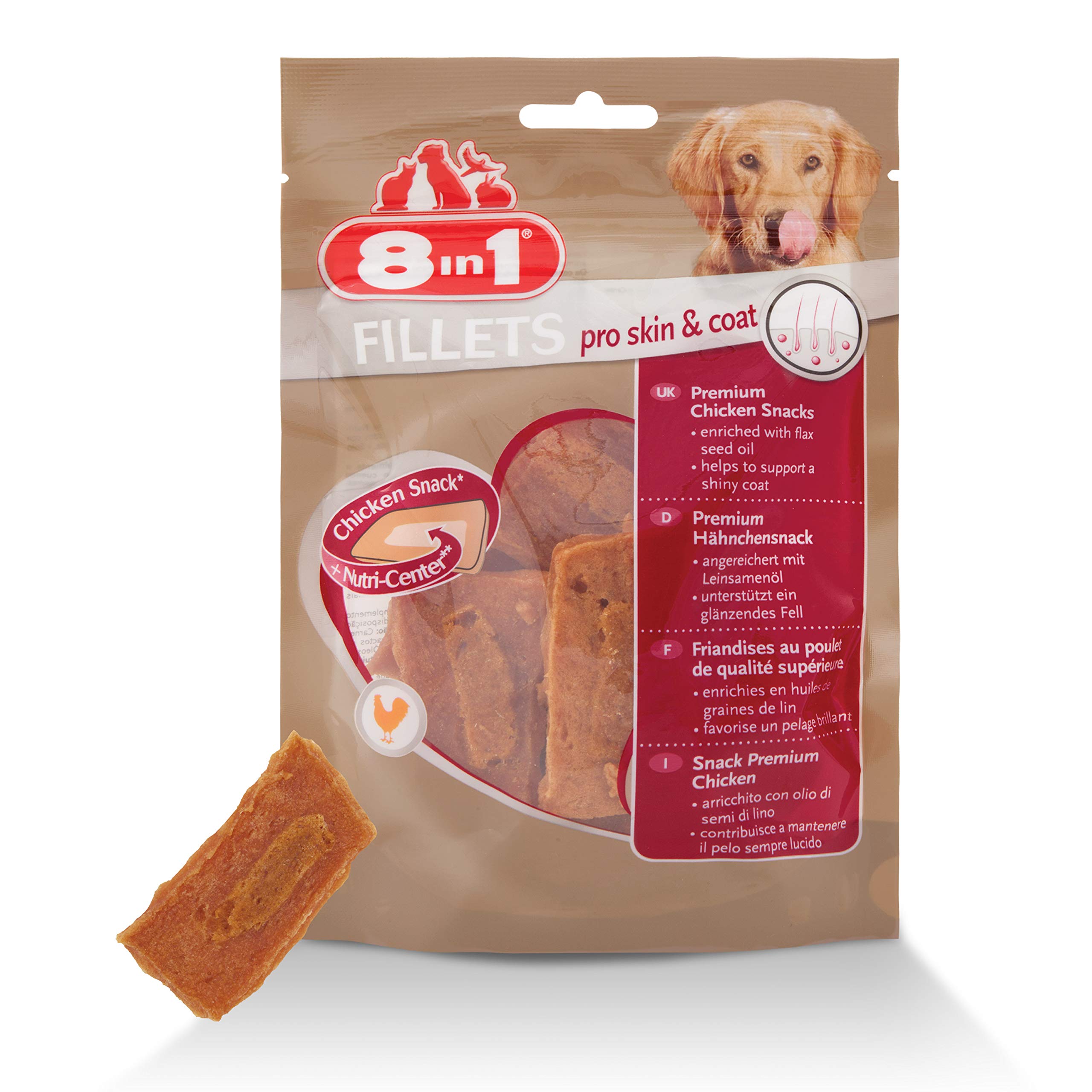 Friandises Chien Pelage Sain 8in1 Fillet Pro 80g Poulet