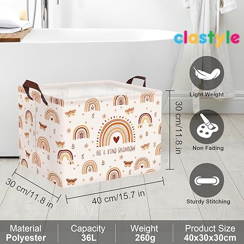 Miniatura 6 de Clastyle Cesta de juguete de arco iris bohemio rectangular mariposa flor rosa niña cesta decoración ropa cuarto cuarto cesta bebé regalo libro