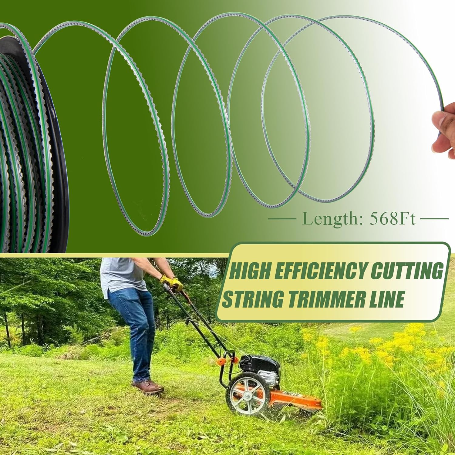 Sawtooth 140 Trimmer Line, Heavy Duty Sawtooth Weed Wacker String .140, Weed Eater String .140 inch-by-568ft-5lb Dual Core Strings Serrated Trimmer Line with Line Cutter
