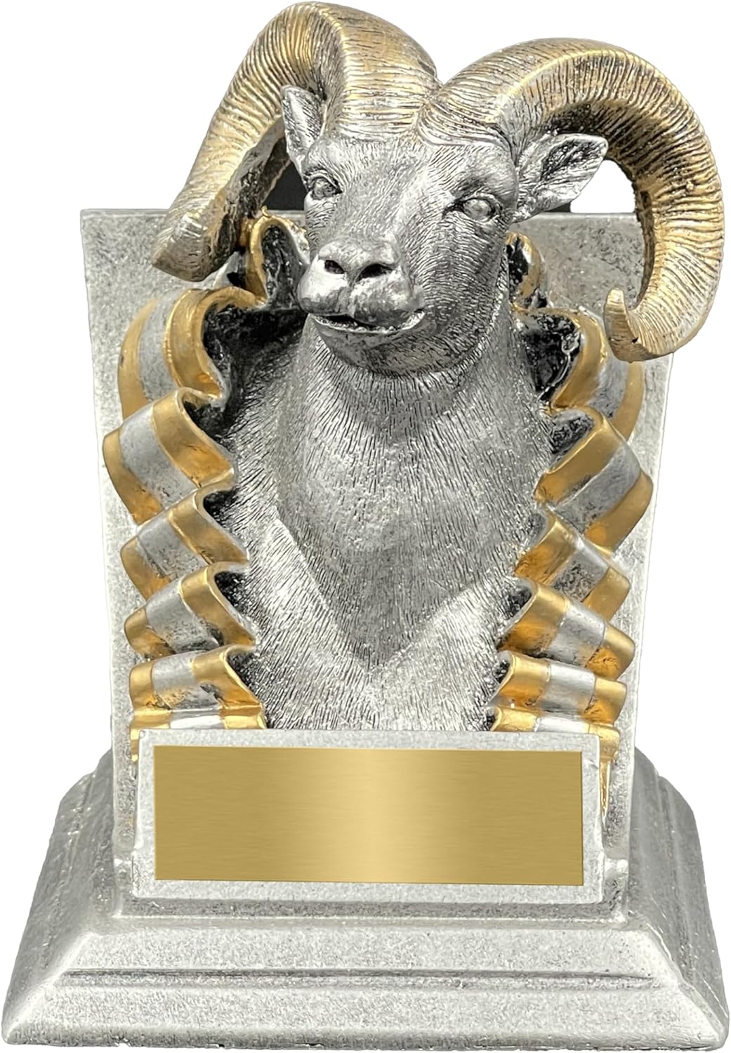 K2AWARDS Custom Ram Trophy - 4 inch Ram Mascot Award with Custom Engraved Plate