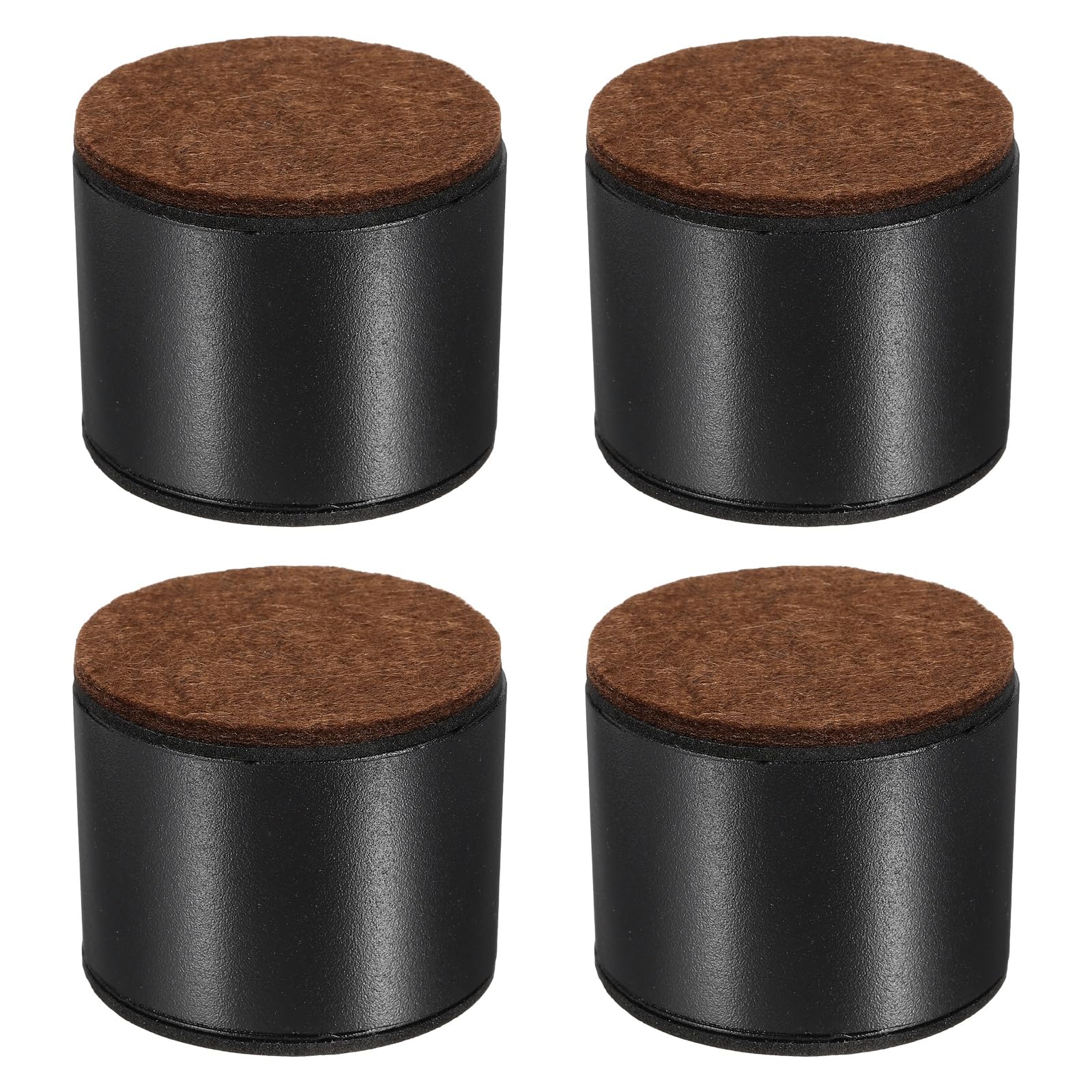 sourcing map 4Pcs Self-Adhesive Furniture Risers, 2.36"x1.97" Round Heavy Duty Bed Lift Supports, Carbon Steel Table Sofa Risers with Felt Pads for Chair, Table, Sofa Legs, Leveling, Black