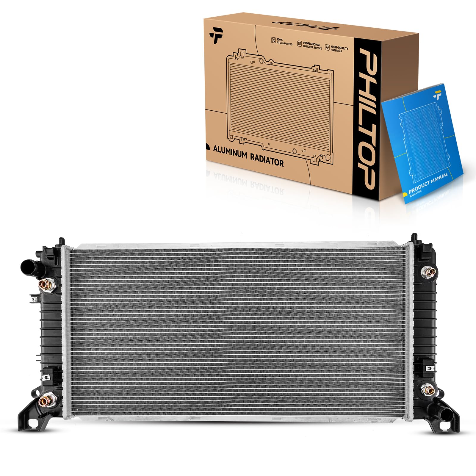 PHILTOP CU13569 Radiator With TOC and EOC 17-3/16"Core Compatible With Escalade, Escalade ESV, Silverado/Sierra 1500, Suburban, Suburban 3500 HD, Tahoe, Yukon, Yukon XL