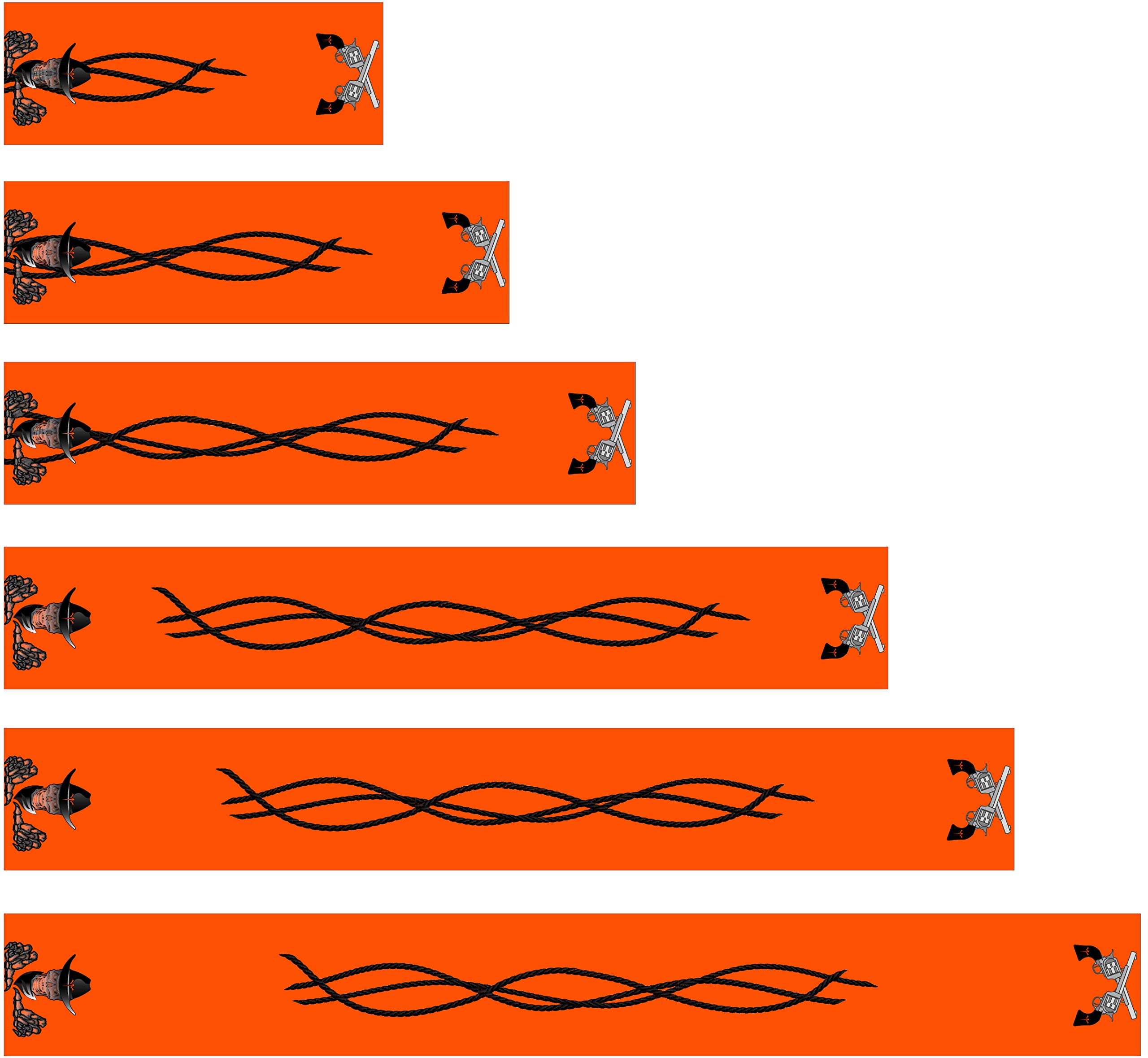 White Water Archery Orange Fluorescent Neon Cowboy Skeleton Skull Arrow Wraps 15 Pc Pack Choose Length Width (4, 75)