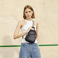 Vista 29 de Telena Bolso bandolera para mujer, bolso cruzado para mujer, cangurera de cuero vegano con correa ajustable