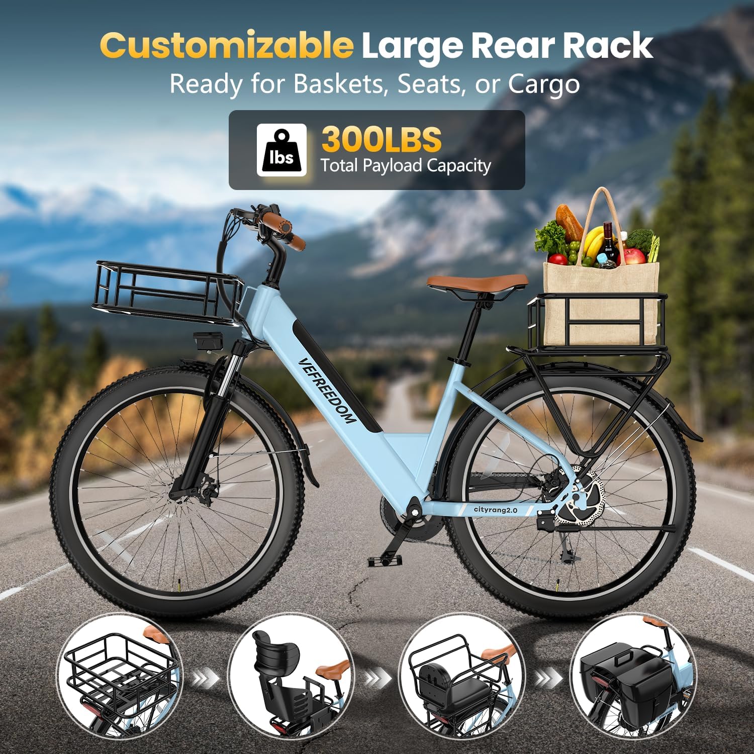 SASIKEIBIKE Electric Bike for Adults 1000W 1500W Peak Motor 15AH 20AH Removable Battery 70Miles 80Miles 25MPH 30MPH UL 2849 Certified Electric Commuter Bike Front Suspension Ebike