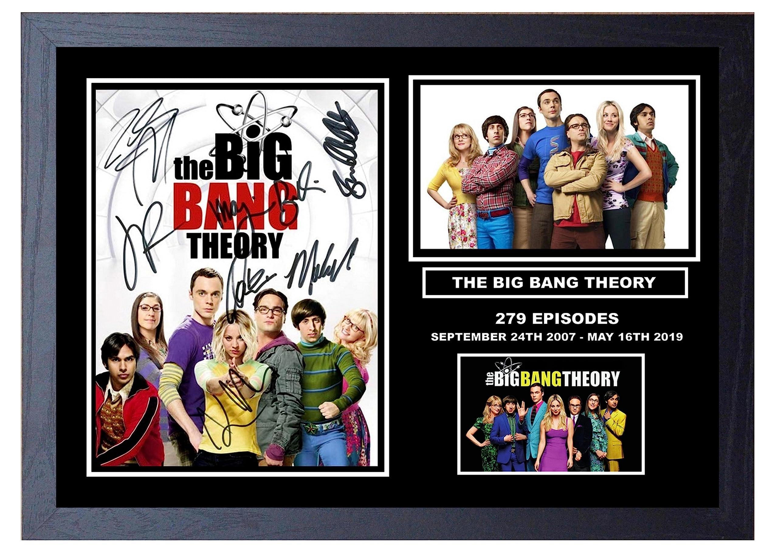 Signed By The Stars Multi-Colour Stunning Quality Big Bang Theory Cast Autographed Print (A4 Framed 34Cm X 24Cm)