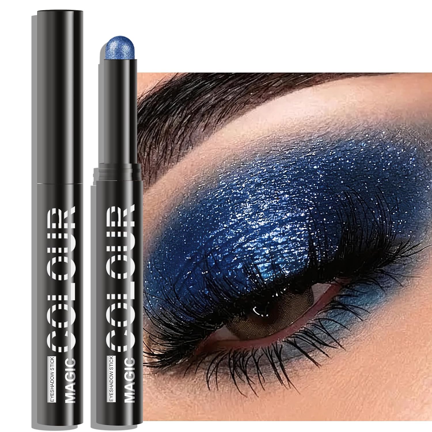 KYDA Blue Shimmer Eyeshadow Stick, Glitter Metallic Eye Shadow Pencil