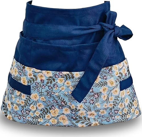 Delantal de jardín para mujer, delantal de servicio lindo, delantal de flora con 8 bolsillos, regalo de San Valentín para mamá, esposa, novia