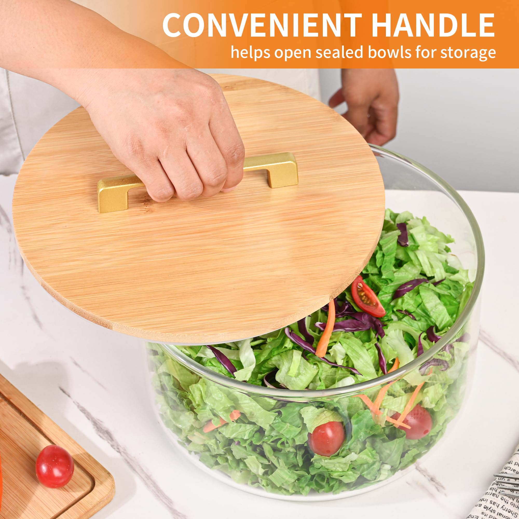 Cuenco grande de vidrio de 5,528.2 g, cuenco grande de 9.8 pulgadas con tapa, cuenco de vidrio transparente para servir ensalada para colocar pasteles de helado, cupcakes, ensaladas, frutas,