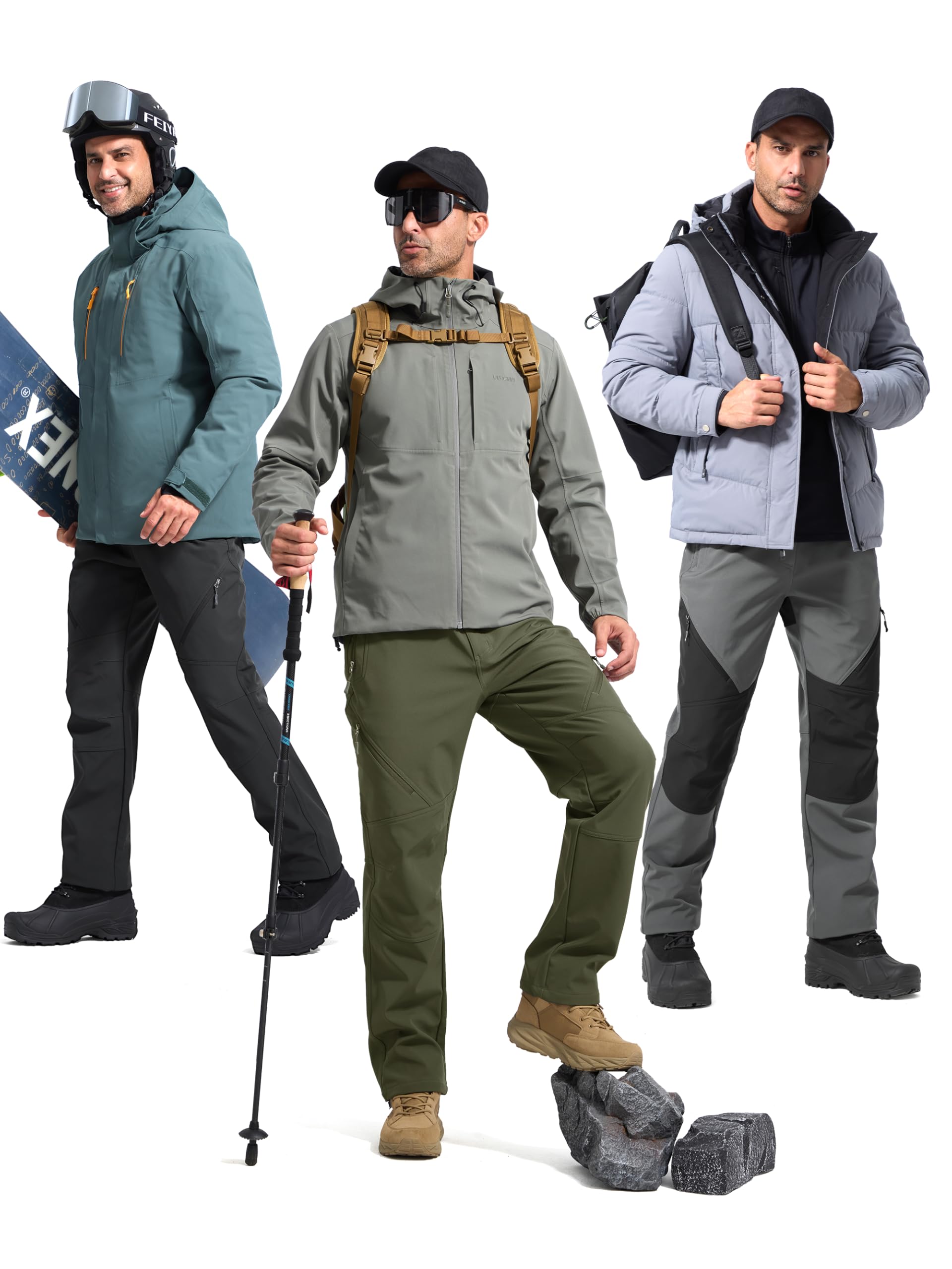 Free Soldier Pantaloni da Sci Impermeabili da Uomo, per Caccia, attività all'aperto, Antivento, in Softshell, per Arrampicata ed Escursionismo