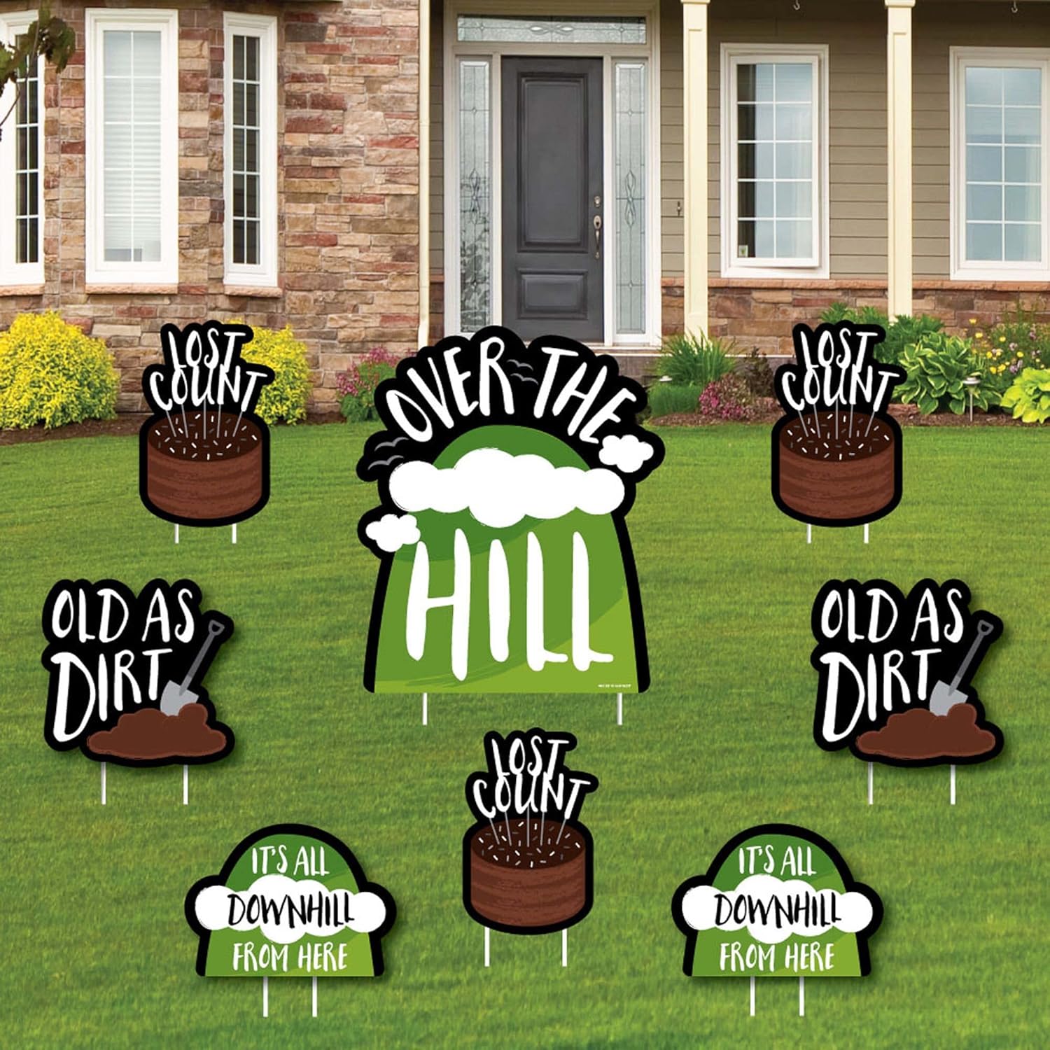 Big Dot of Happiness Over The Hill Birthday - Yard Sign and Outdoor Lawn Decorations - Party - Set of 8