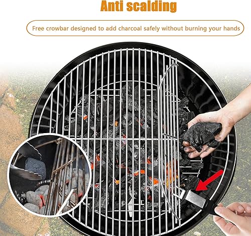 Miniatura 4 de Rejillas de parrilla 8835 de repuesto para Weber, parrillas de carbón de 22.5 pulgadas, hervidor, parrilla de cocina de acero inoxidable