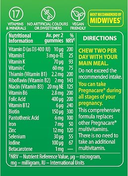 Pregnacare Gummies During Pregnancy Support Vitamins and Supplements, 120 Gummies (Pack of 2)