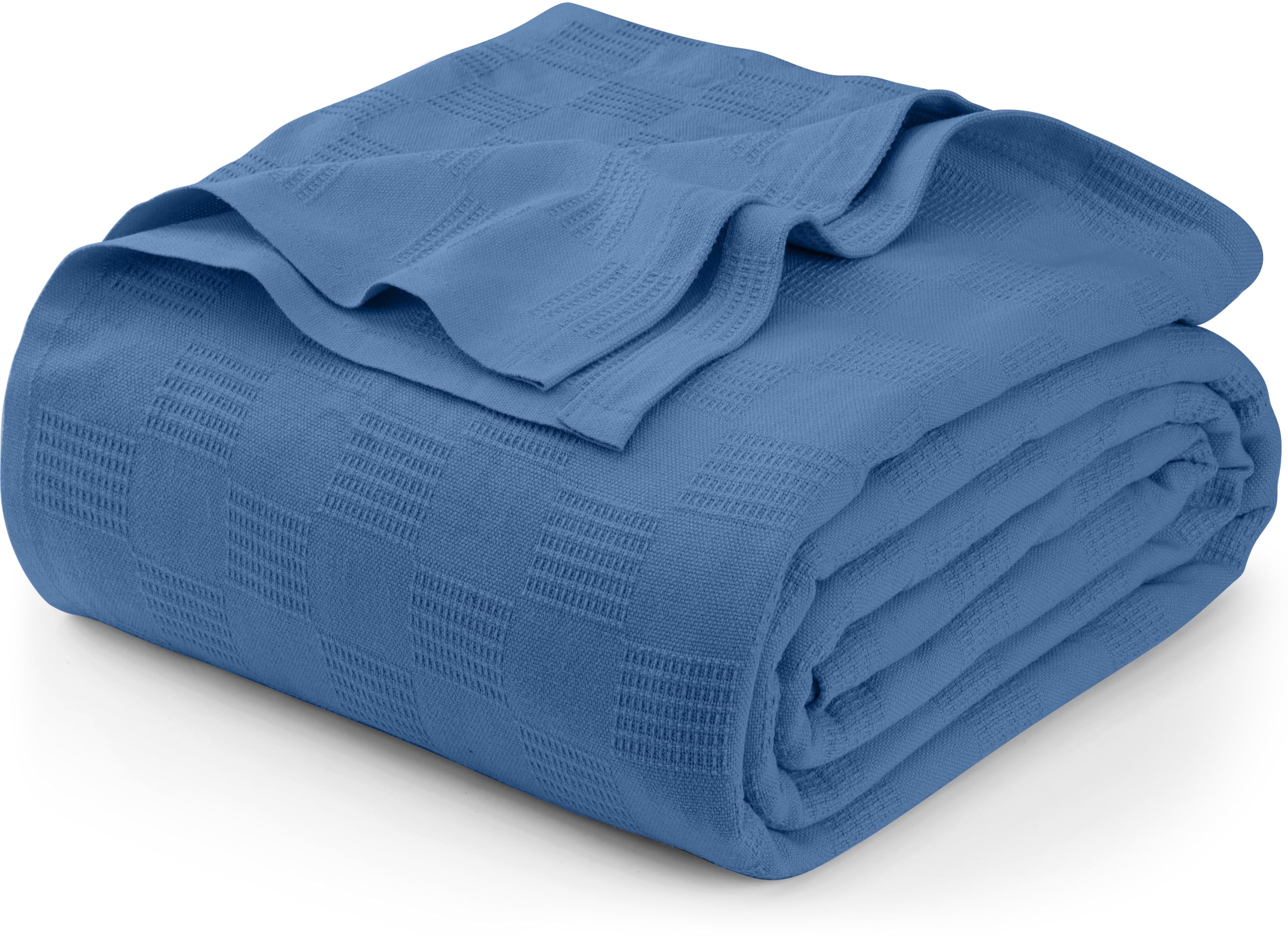 Utopia Bedding Wedgewood 100% Cotton Blanket [Full Size - 90x84 Inch] 350GSM Lightweight, Soft and Breathable Thermal Blanket for All Seasons