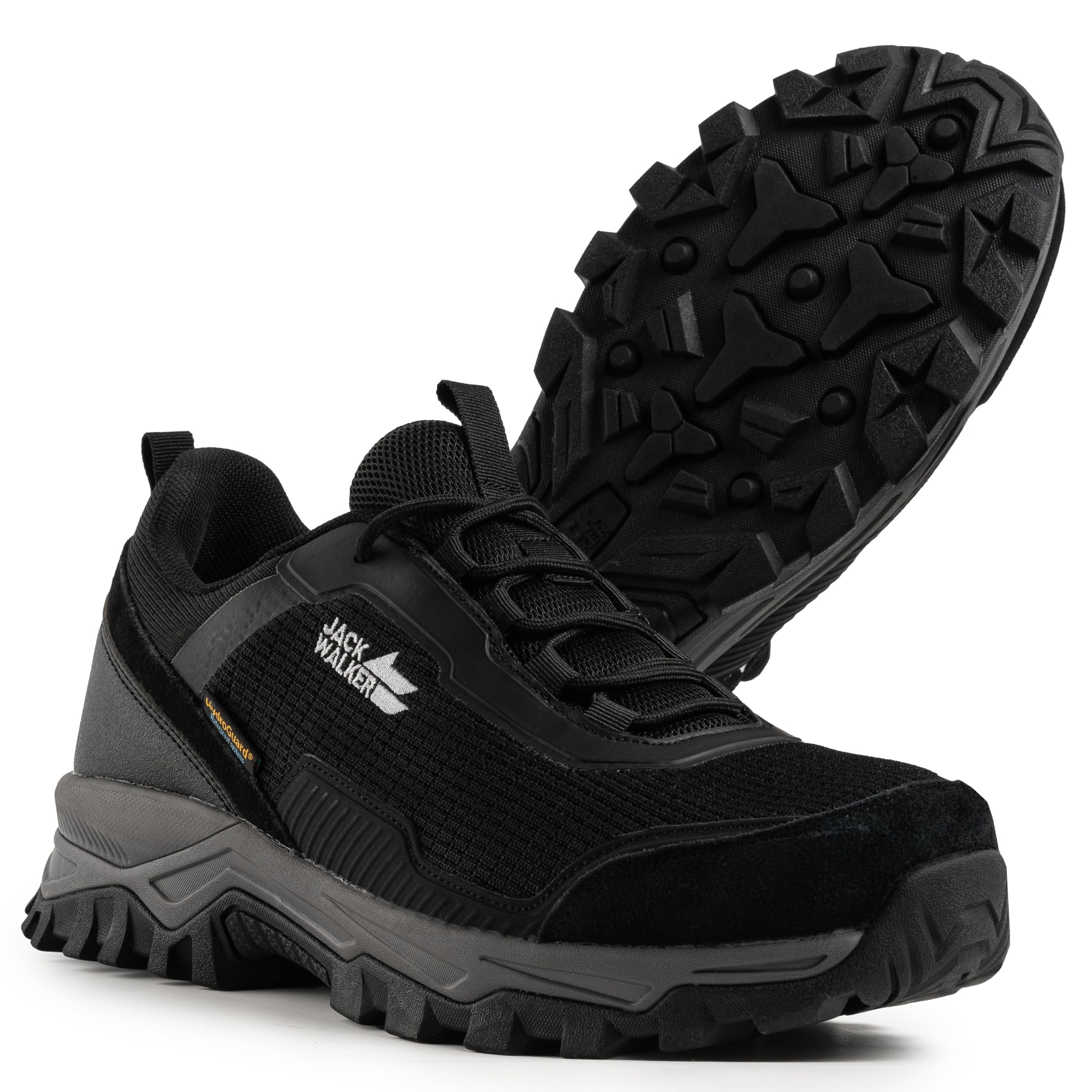 Jack Walker Zapatillas de senderismo para hombre, piel de ante auténtica con plantillas de espuma viscoelástica, impermeables Hydroguard, zapatos ligeros para senderismo y senderismo, calzado ideal