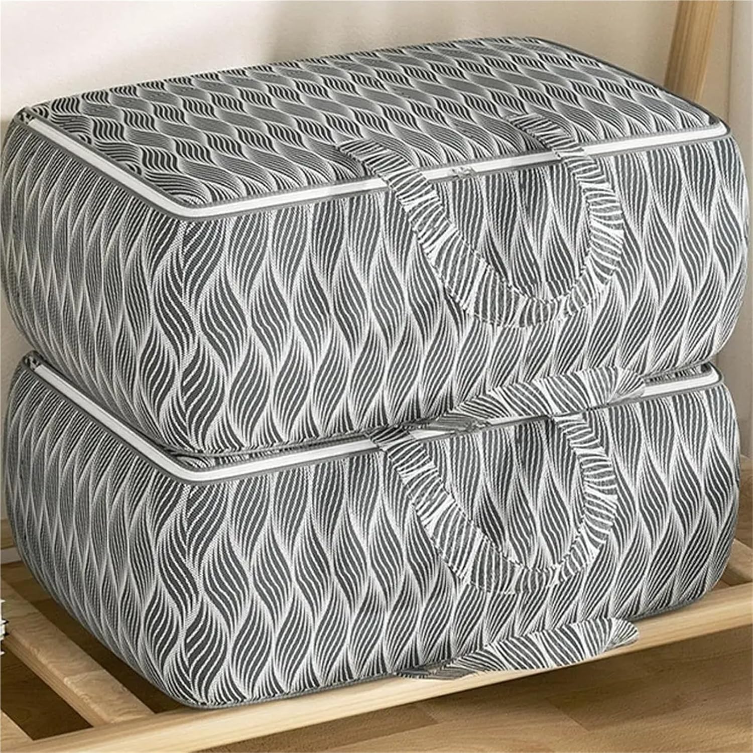 Heavy Duty Large Capacity Foldable Thickened Quilt Storage Bag Household School Luggage Moving Packing(Grey M)