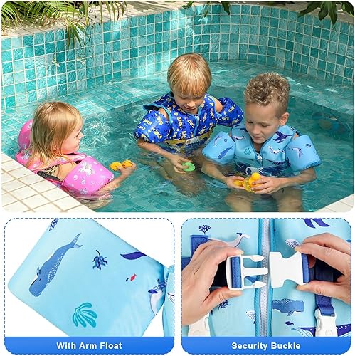 Miniatura 7 de DOOHALO Chaleco de natación para niños y niñas, adecuado para niños de 1 a 8 años, 20 libras a 46 libras