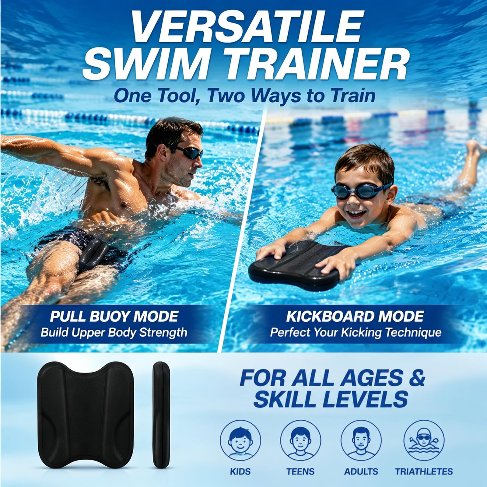 RANJIMA Pull Kick Schwimmbrett, Schwimm-Trainingshocker Pullbuoy, Swim Training Tool, Pullbuoy optimierung der Technik und Wasserlage beim Schwimmtraining