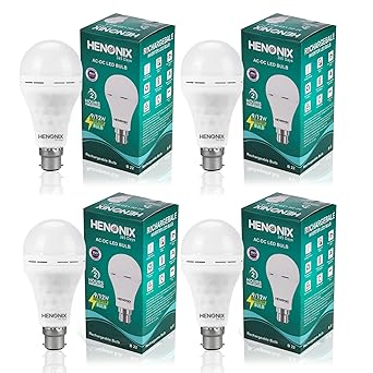 HENONIX 365 DAYS 12W Fast Charging Inverter Bulb| Rechargeable Emergency Led Bulb | Color Cool Day White | Pack of 4