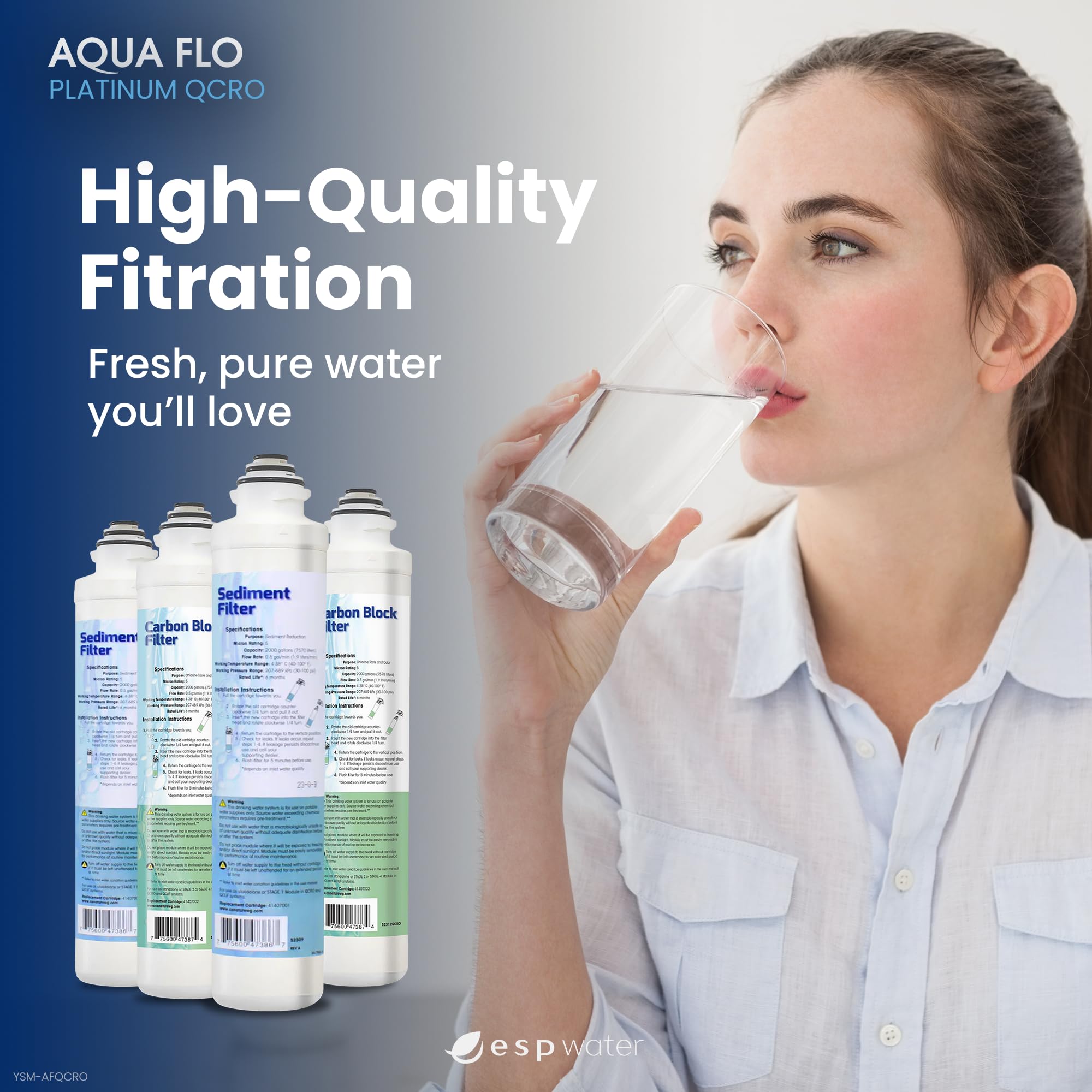 Aqua Flo Platinum QCRO - Kit completo de repuesto de filtro RO de 50 GPD, membrana de ósmosis inversa