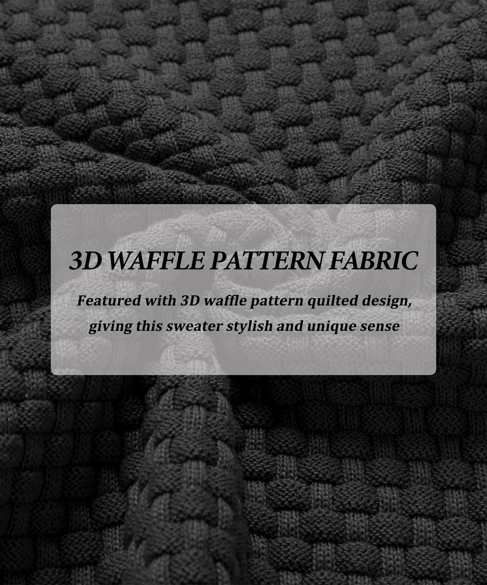 Zaitun Herren Half Zip Pullover Waffel Strickpullover Rollkragenpullover Warm Langarm Winterpullover