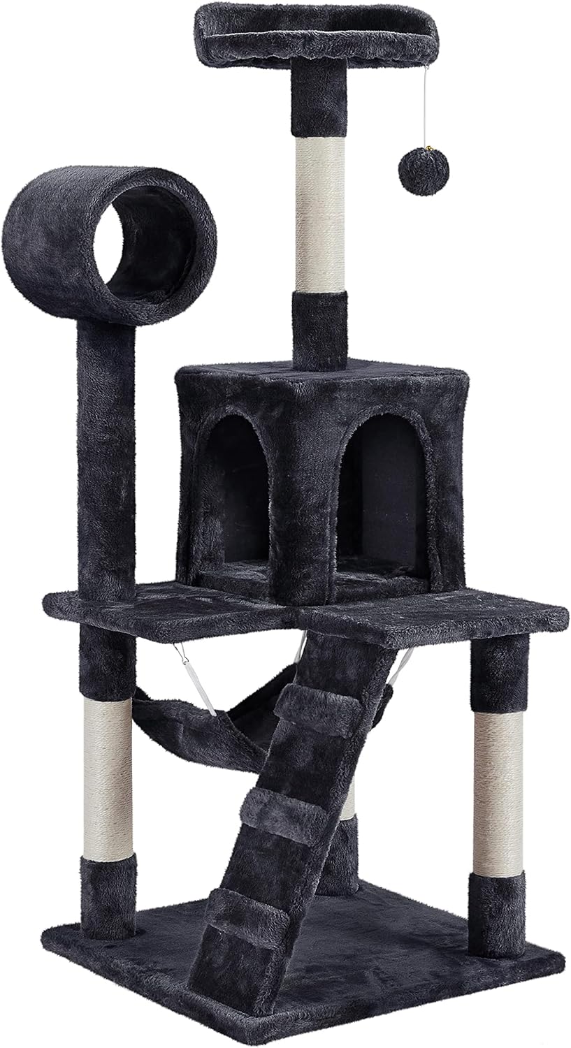 Topeakmart Cat Tree Cat Tower 51 inch Cat Scratching Post with Tunnel, Hanging Ball, Cat Furniture, Soft Smooth Plush for Pet Play Condo…