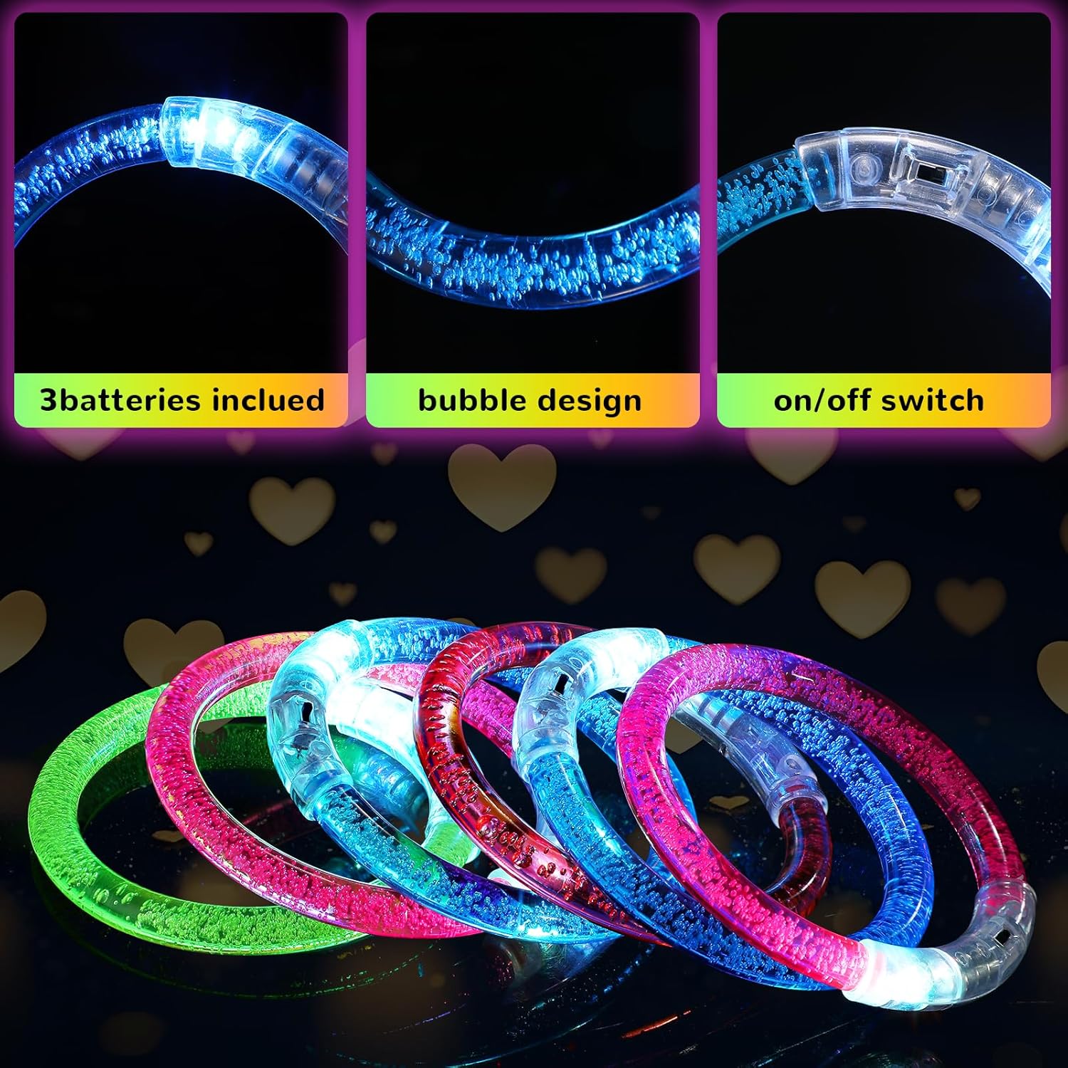 SCIONE 90 Pcs Glow Sticks LED Bracelets, Glow in the Dark Party Supplies for Kids/Adults, Flashing Light up Toys Goodie Bags Stuffers, Neon Rave Accessories Halloween Birthday Party Favors - Image 2