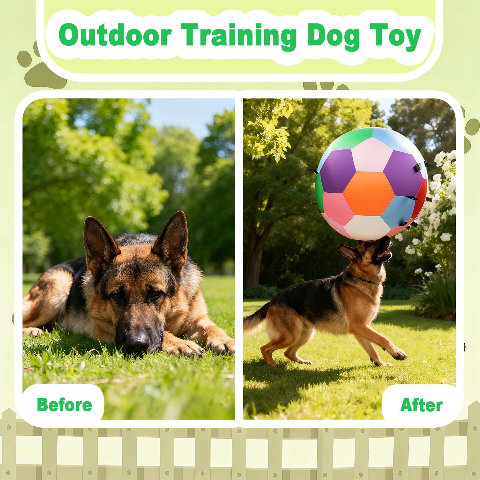 Herding Balls für Hunde, 63,5 cm, Herding Ball für australischen Schäferhund, Outdoor-Hundeball für Bewegung und geistige Stimulation, interaktives Hundespielzeug mit Gurtband, bunt